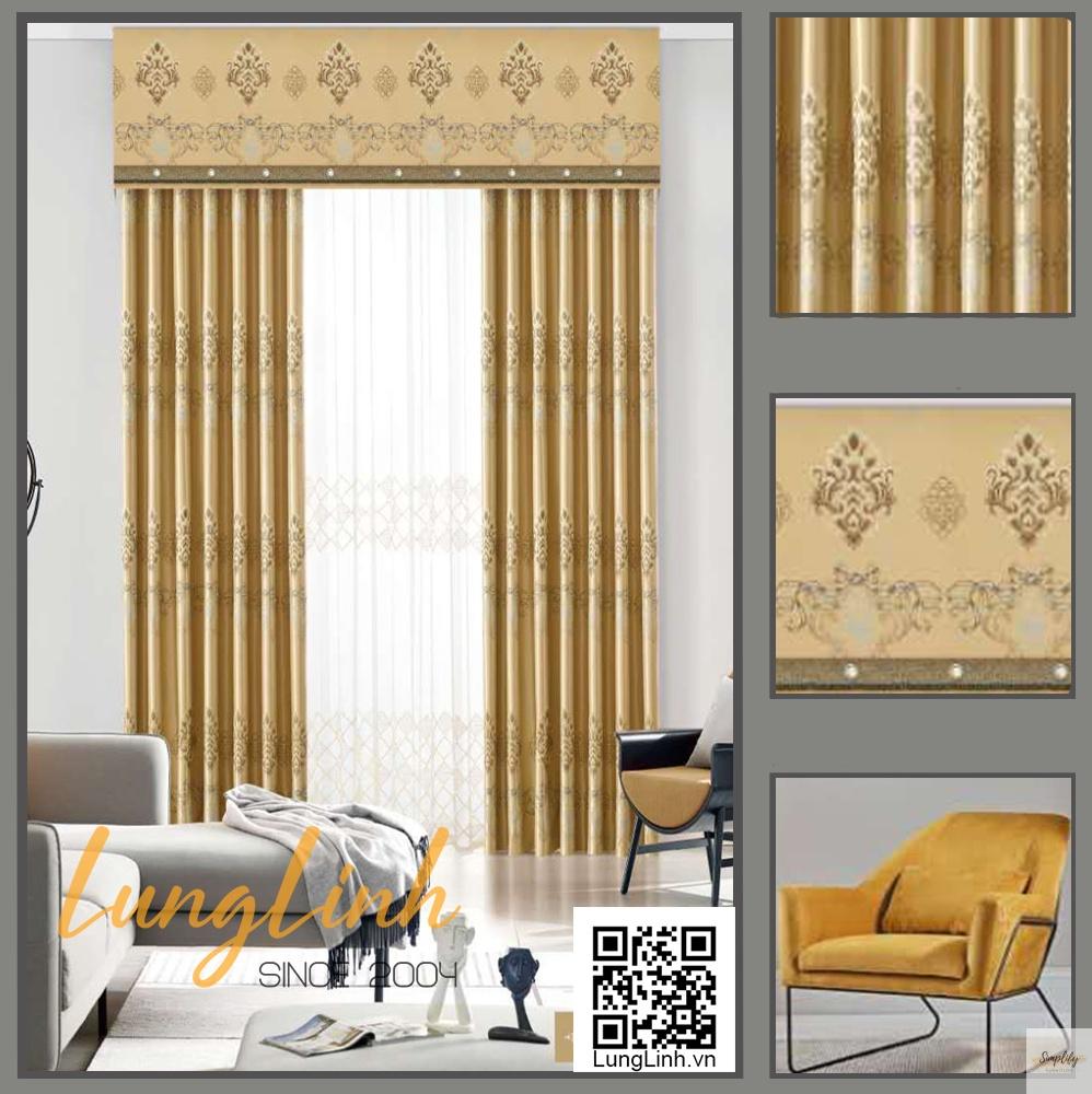 Rèm vải gấm màu vàng tươi